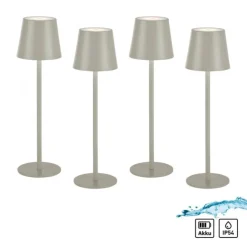 Akku Tischleuchten 4er Set, beige (greige) Indoor, Outdoor, Camping
