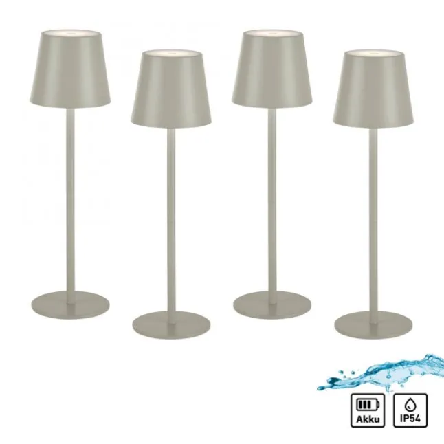 Akku Tischleuchten 4er Set, beige (greige) Indoor, Outdoor, Camping