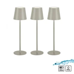 Akku Tischleuchten 3er Set, beige (greige) Indoor, Outdoor, Camping