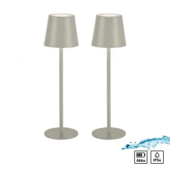 Akku Tischleuchten 2er Set, beige (greige) Indoor, Outdoor, Camping