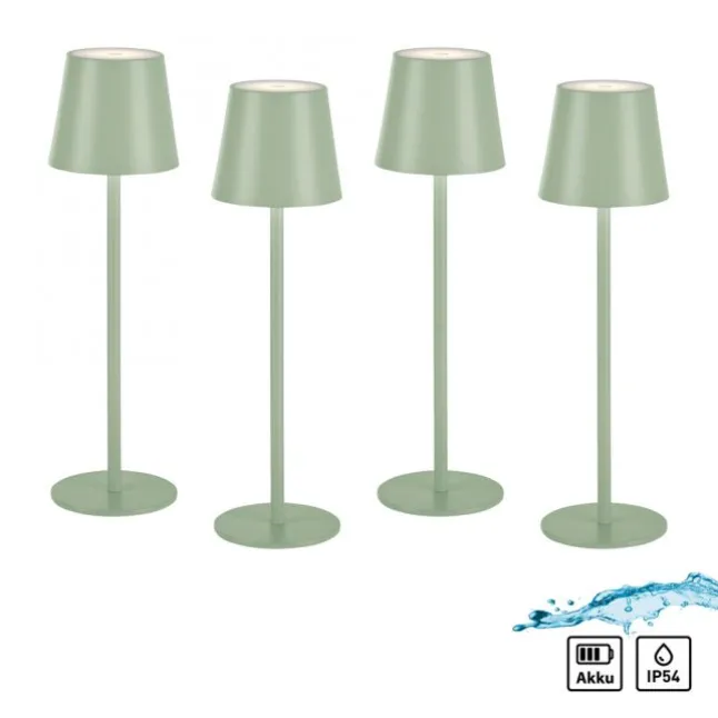 Akku Tischleuchten 4er Set, grün (lindgrün) Indoor, Outdoor, Camping