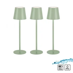 Akku Tischleuchten 3er Set, grün (lindgrün) Indoor, Outdoor, Camping