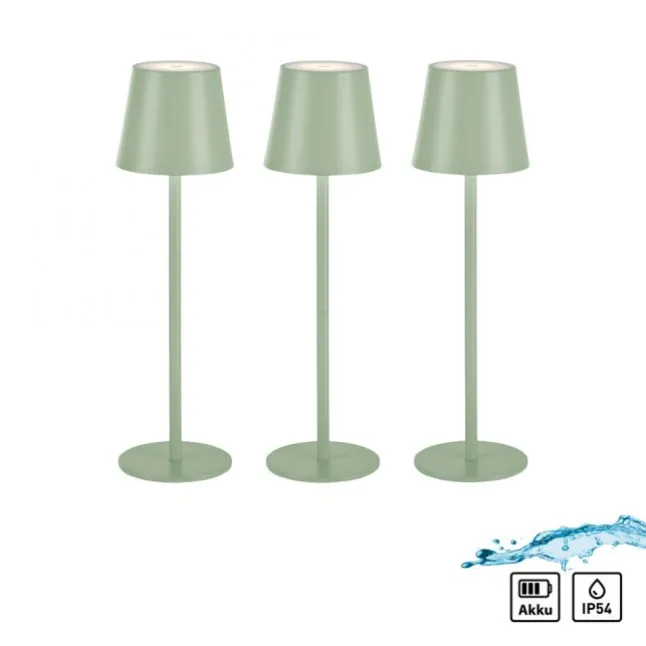 Akku Tischleuchten 3er Set, grün (lindgrün) Indoor, Outdoor, Camping