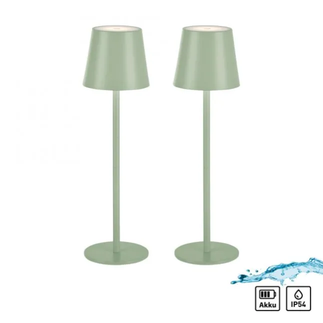 Akku Tischleuchten 2er Set, grün (lindgrün) Indoor, Outdoor, Camping