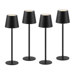 Akku Tischleuchten 4er Set, schwarz Indoor, Outdoor, Camping