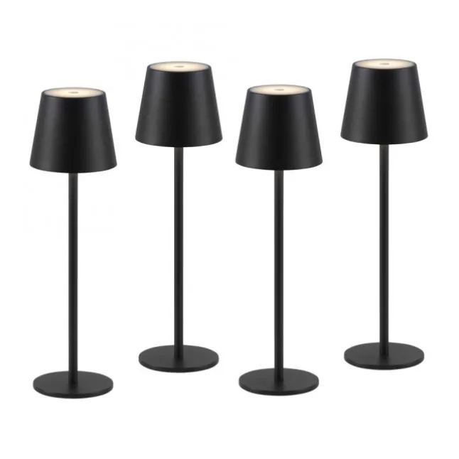 Akku Tischleuchten 4er Set, schwarz Indoor, Outdoor, Camping