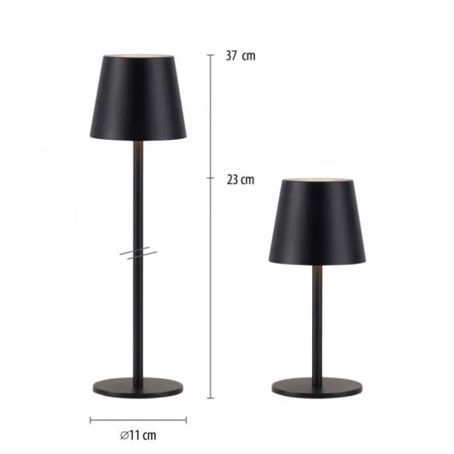 Akku Tischleuchten 3er Set, schwarz Indoor, Outdoor, Camping
