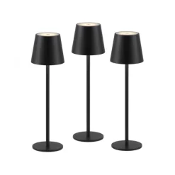 Akku Tischleuchten 3er Set, schwarz Indoor, Outdoor, Camping