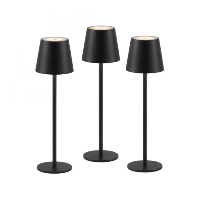 Akku Tischleuchten 3er Set, schwarz Indoor, Outdoor, Camping