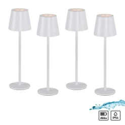 Akku Tischleuchten 4er Set, weiß Indoor, Outdoor, Camping