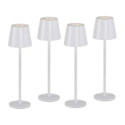 Akku Tischleuchten 4er Set, weiß Indoor, Outdoor, Camping