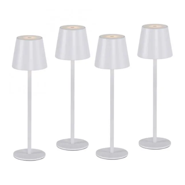 Akku Tischleuchten 4er Set, weiß Indoor, Outdoor, Camping