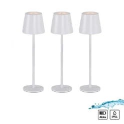 Akku Tischleuchten 3er Set, weiß Indoor, Outdoor, Camping