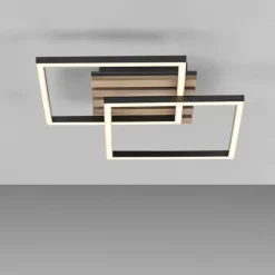 Deckenleuchte AKUSTIKA, Holz-natur, schwarz, modern, drehbar
