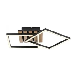 Deckenleuchte AKUSTIKA, Holz-natur, schwarz, modern, drehbar