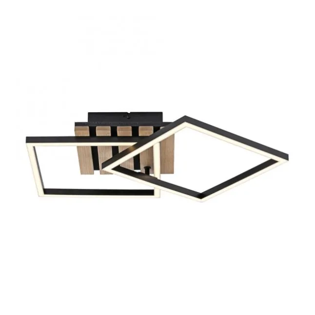 Deckenleuchte AKUSTIKA, Holz-natur, schwarz, modern, drehbar