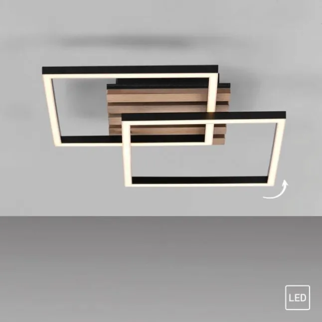 Deckenleuchte AKUSTIKA, Holz-natur, schwarz, modern, drehbar