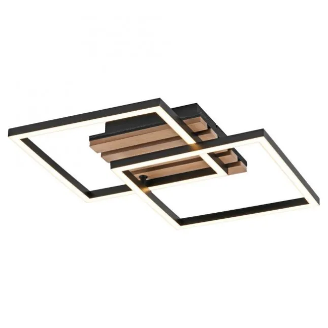 Deckenleuchte AKUSTIKA, Holz-natur, schwarz, modern, drehbar