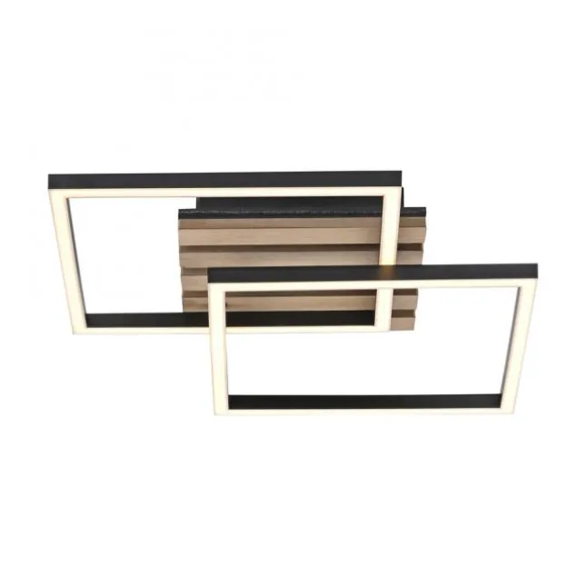 Deckenleuchte AKUSTIKA, Holz-natur, schwarz, modern, drehbar