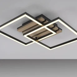 Deckenleuchte AKUSTIKA, Holz-natur, schwarz, modern, drehbar