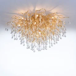 Deckenleuchte, Altmessing Optik, 280 Glasprismen, LED fähig