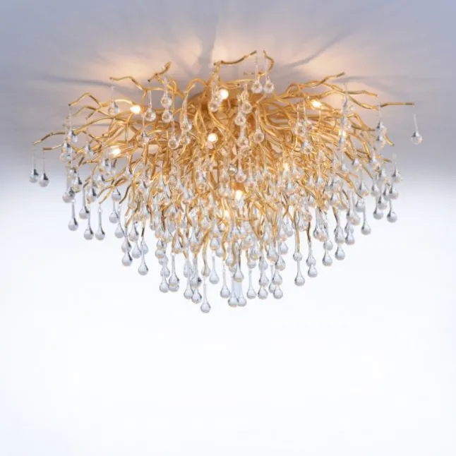 Deckenleuchte, Altmessing Optik, 280 Glasprismen, LED fähig