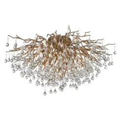 Deckenleuchte, Altmessing Optik, 280 Glasprismen, LED fähig