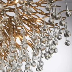 Deckenleuchte, Altmessing Optik, 280 Glasprismen, LED fähig
