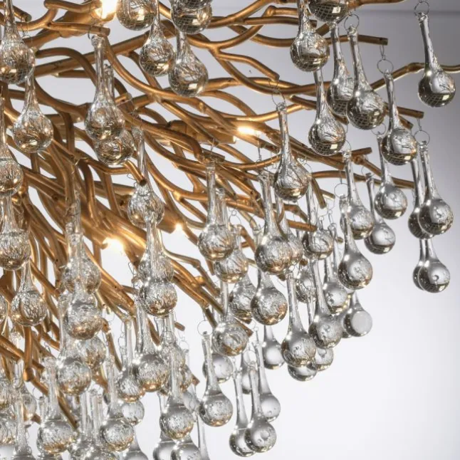 Deckenleuchte, Altmessing Optik, 280 Glasprismen, LED fähig