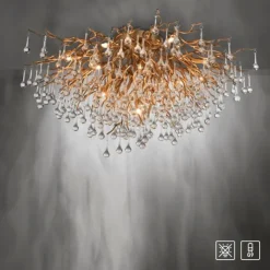 Deckenleuchte, Altmessing Optik, 280 Glasprismen, LED fähig