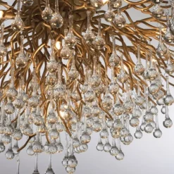 Deckenleuchte, Altmessing Optik, 280 Glasprismen, LED fähig