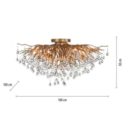 Deckenleuchte, Altmessing Optik, 280 Glasprismen, LED fähig