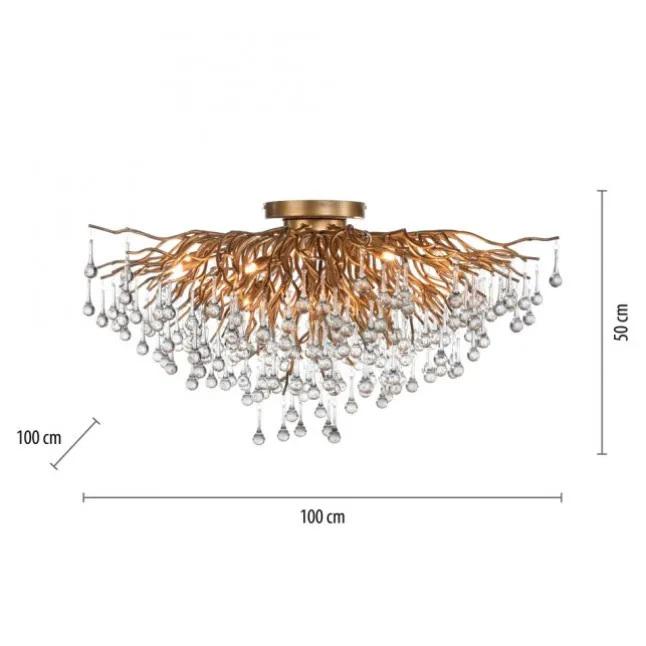 Deckenleuchte, Altmessing Optik, 280 Glasprismen, LED fähig