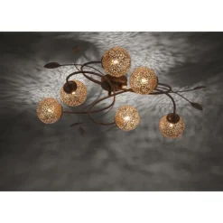 Deckenleuchte, braun, gold, Landhaus-Stil, lichtdurchlässiges Muster