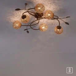 Deckenleuchte, braun, gold, Landhaus-Stil, lichtdurchlässiges Muster