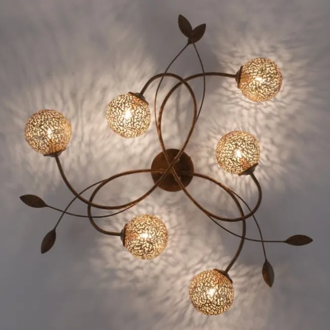 Deckenleuchte, braun, gold, Landhaus-Stil, lichtdurchlässiges Muster