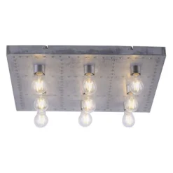 Deckenleuchte, eisen, quadratisch, Industrial-Stil, 9-flammig, E27 Fassung