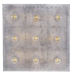 Deckenleuchte, eisen, quadratisch, Industrial-Stil, 9-flammig, E27 Fassung