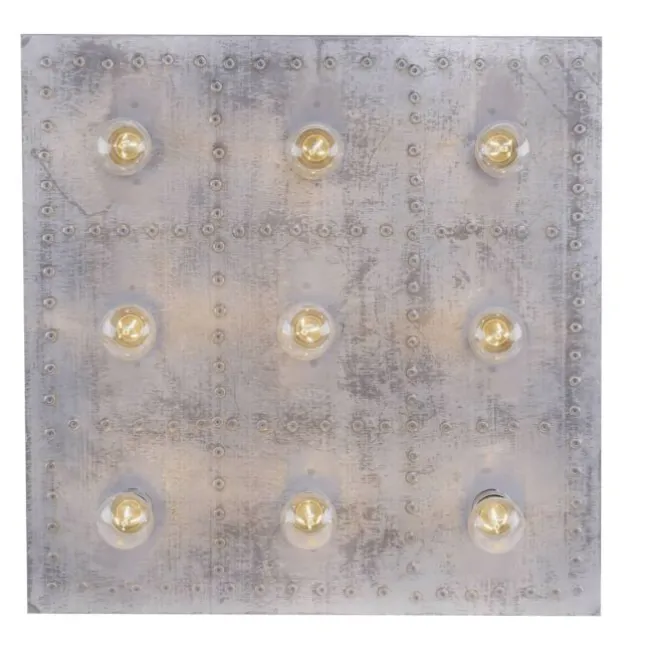 Deckenleuchte, eisen, quadratisch, Industrial-Stil, 9-flammig, E27 Fassung
