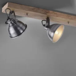 Deckenleuchte, 3-flammig, Eisenoptik, Retro-Look, schwenkbare Lichtköpfe