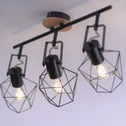 Deckenleuchte, Holz, Metall, modern, Vintage Stil, verstellbare Spots