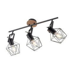 Deckenleuchte, Holz, Metall, modern, Vintage Stil, verstellbare Spots