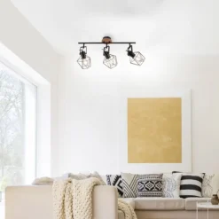 Deckenleuchte, Holz, Metall, modern, Vintage Stil, verstellbare Spots