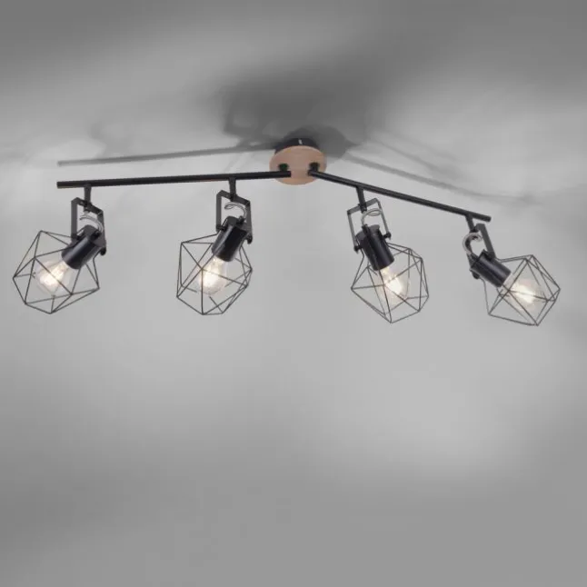Deckenleuchte, Holz, Metall, modern, rustikales Design, schwenkbar, Vintage
