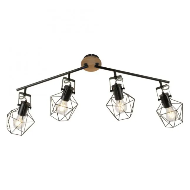 Deckenleuchte, Holz, Metall, modern, rustikales Design, schwenkbar, Vintage