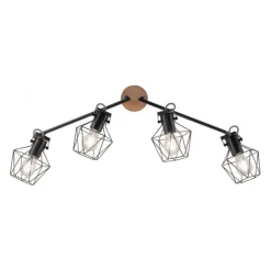 Deckenleuchte, Holz, Metall, modern, rustikales Design, schwenkbar, Vintage