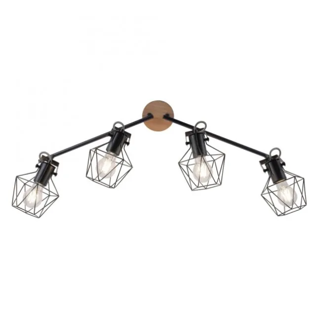 Deckenleuchte, Holz, Metall, modern, rustikales Design, schwenkbar, Vintage
