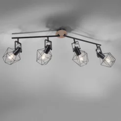 Deckenleuchte, Holz, Metall, modern, rustikales Design, schwenkbar, Vintage
