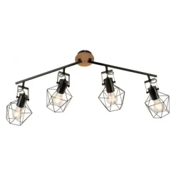 Deckenleuchte, Holz, Metall, modern, rustikales Design, schwenkbar, Vintage