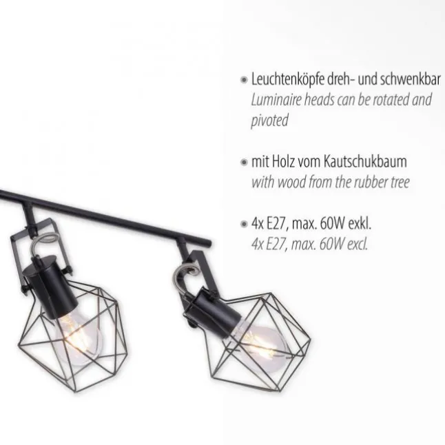 Deckenleuchte, Holz, Metall, modern, rustikales Design, schwenkbar, Vintage